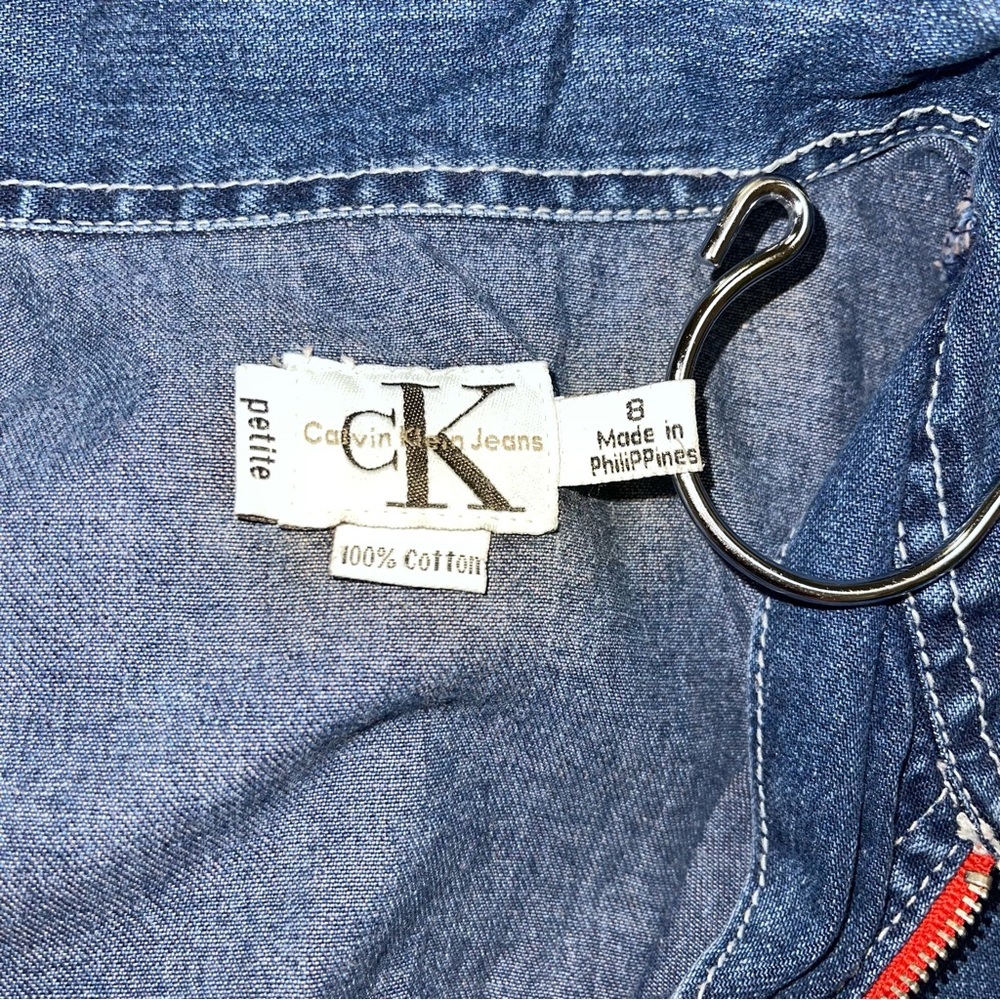 Vintage‎ Calvin Klein Denim Dress Women’s 8 Petite Long Sleeve Blue Cotton - Picture 8 of 8